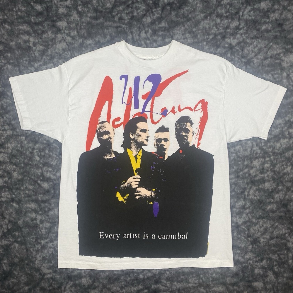 1991 U2 Achtung Baby Zoo TV Tour TShirt Mens XL Hanes Beefy-T AOP Band Vintage